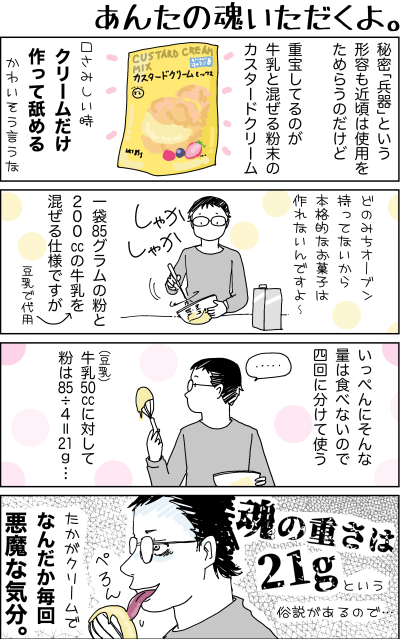 �閧�u����v�Ƃ����`�e���ߍ��͎g�p�����߂炤�̂ł����A�d�󂵂Ă�̂������ƍ����镲���̃J�X�^�[�h�N���[���B�����݂������N���[������������r�߂�(���킢����������)(�ǂ݂̂��I�[�u�������ĂȂ�����{�i�I�Ȃ��َq�͍��Ȃ���ł���`)���85�O�����̕��ƂQ�O�Occ�̋���(�����ő�p���Ă܂�)��������d�l�ł����A�����؂�ɂ���ȑ�ʂɐH�ׂȂ��̂Ŏl��ɕ����Ďg���B����50cc�ɑ΂��ĕ���85���S��21���c(���̏d����21g�Ƃ�������������̂�)�������N���[���Ŗ���Ȃ񂾂������ȋC���B