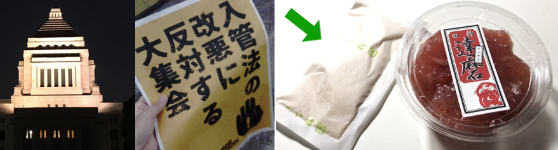 �������̍���c�����E�u���ǖ@�̉����ɔ��΂����W��v�̃v���J�[�h�E�_�c�B����䕂��і݂ƁA�t���̂��Ȃ�