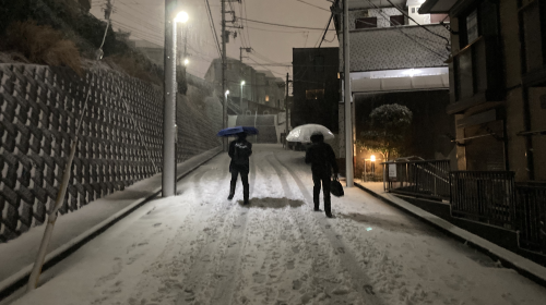 ���܂�ؔ����Ȃ����ǐ�̖铹�B�ڂ̑O��m��Ȃ��l����l�A�s���z���Ă������Ƃ���B