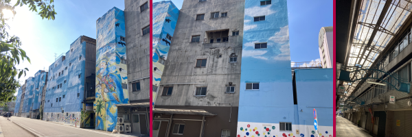 ���F�≮�X�̑S�ʁB���F����y�C���g���ꂽ�ǖʁB�E�F�����̃A�[�P�[�h�ʂ�B