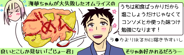 �u�����͘a�H�΂����肾���牖�����傤��������Ȃ��ăR���\���Ƃ��g���������A�׋��ɂȂ�܂��I�v�ƊC������񂪑厸�s�����I�����C�X�̗ǂ��Ƃ��������Ȃ��u������[�N�v����Ⴀ�D����邾�낤�c(�����E���͂邩�ɕ`���₷����)�Ƃ����}���B�v