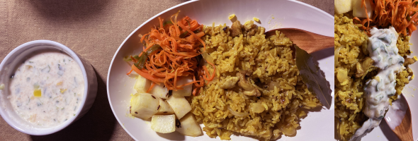 ���F�ʊ�ɐ��������C�^�Ɣ����ג��ȉ~�v���[�g�ɐl�Q�ƃs�[�}���̃I�C�������E���̃A�`���[���E�r�����j�B�E�F�r�����j�Ƀ��C�^���������Ƃ���